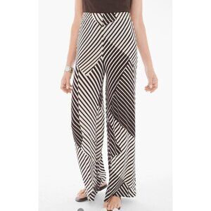 Travelers Chico's Wide Leg Pants Small NWT Stripe Palazzo Boho Ren Faire Pull On